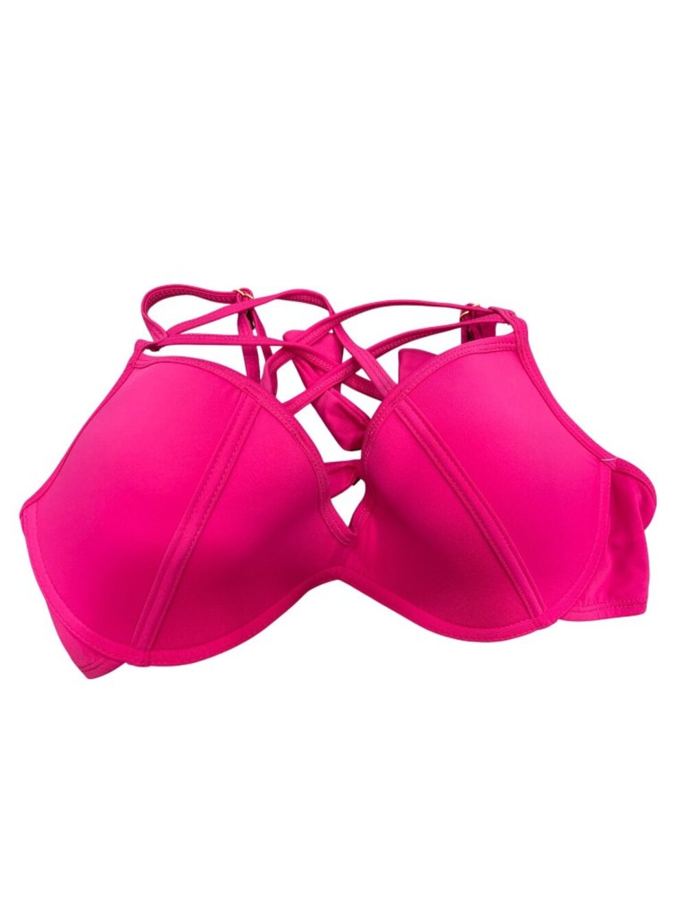 Urban Sea XL Pink Strappy Padded Cups Adjust Back Tie Bikini Top Soft Girl Boho